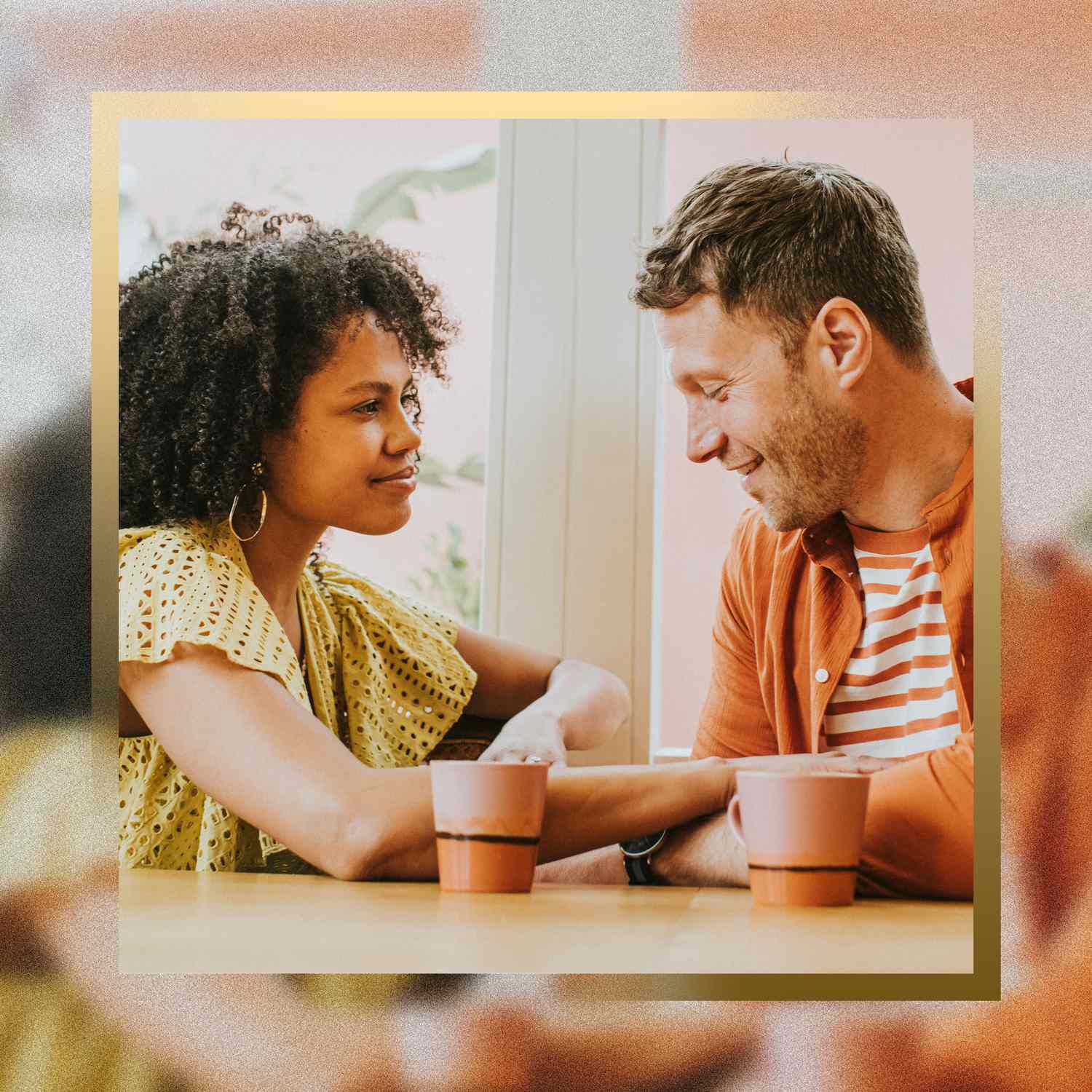 Couple talking and smiling